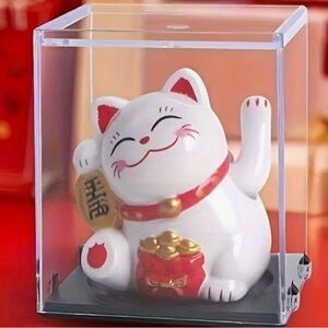 White Chinese Prosperity, Lucky Solar Powered Waving Cat